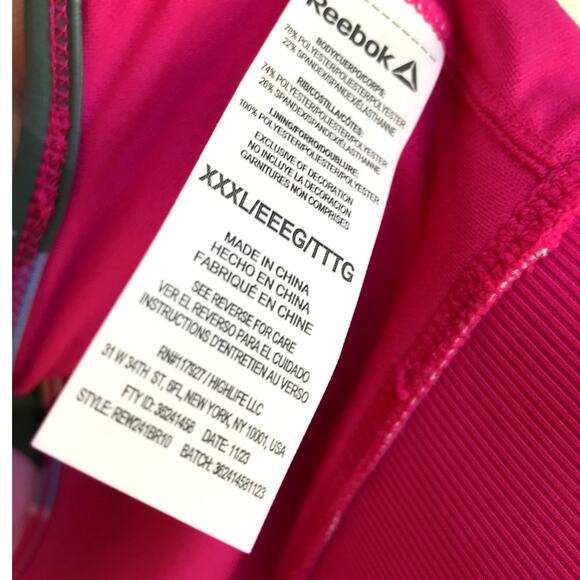 Reebok Multi Color Bright Camo Patterned XXXL Sport Bra with Pink Trim-Lining - Picture 7 of 7